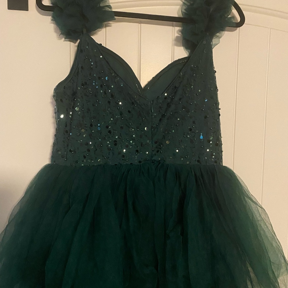Sequin Tulle Evening Ball Prom Gown Green Dress 8-10